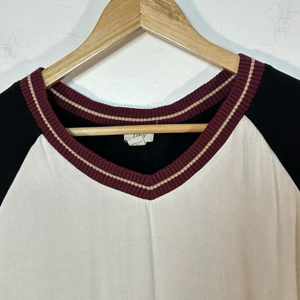 TINY Anthropologie Retro Woman's Top Raglan Baseball Top Small - Picture 2 of 7